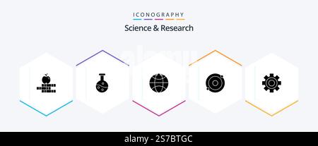 Science 25 Glyph icon pack including . science. science. setting. cog Stock Vector