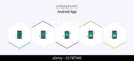 Android App 25 Flat icon pack including smart. app. app download. message. interaction Stock Vector