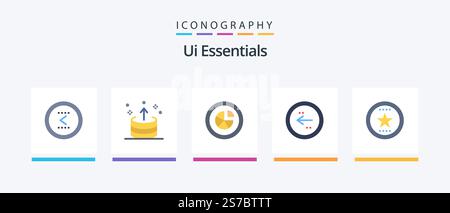Ui Essentials Flat 5 Icon Pack Including circle. arrow. ui. report. diagram. Creative Icons Design Stock Vector