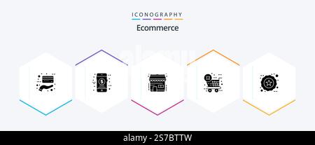 Ecommerce 25 Glyph icon pack including product. ecommerce. ecommerce. badge. ecommerce Stock Vector