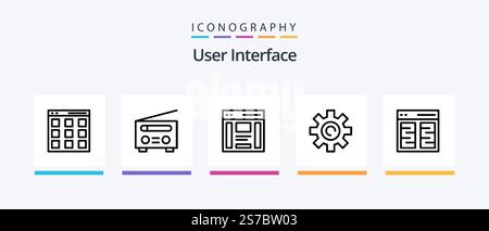 User Interface Line 5 Icon Pack Including user. interface. user. gear. user. Creative Icons Design Stock Vector