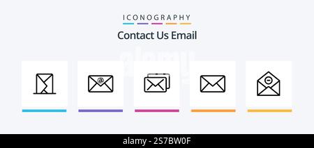 Email Line 5 Icon Pack Including message. email. mail. pencil. mail. Creative Icons Design Stock Vector