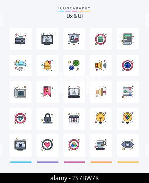 Creative Ux And Ui 25 Line FIlled icon pack  Such As web. content. chart. options. control Stock Vector