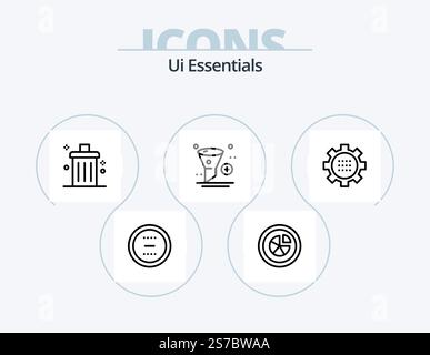 Ui Essentials Line Icon Pack 5 Icon Design. favorite. award. files. up. export Stock Vector