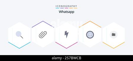 Whatsapp 25 Flat icon pack including basic. camera. power. ui. headphone Stock Vector