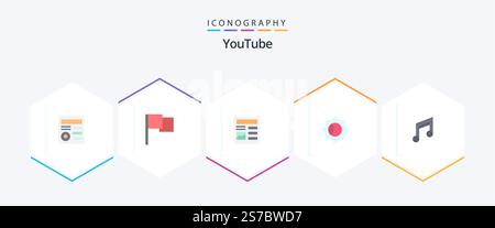 Youtube 25 Flat icon pack including mobile. basic. basic. app. setting Stock Vector