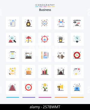 Creative Business 25 Flat icon pack  Such As strategy. consumer. social. business. acquisition Stock Vector