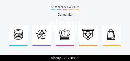 Canada Line 5 Icon Pack Including . leaf. canada. cap. canada. Creative Icons Design Stock Vector