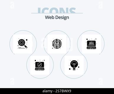 Web Design Glyph Icon Pack 5 Icon Design. . graphic. scan. tools. rgb Stock Vector