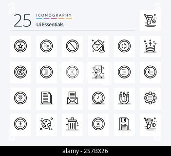 Ui Essentials 25 Line icon pack including colour. bucket. interface. ui. garbage Stock Vector