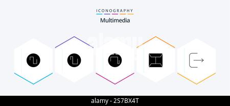 Multimedia 25 Glyph icon pack including . ui. Stock Vector