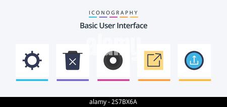 Basic Flat 5 Icon Pack Including basic. share. trash. link. user. Creative Icons Design Stock Vector