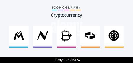Cryptocurrency Glyph 5 Icon Pack Including ubiq . plus. cryptocurrency . cryptocurrency . bitcoin. Creative Icons Design Stock Vector