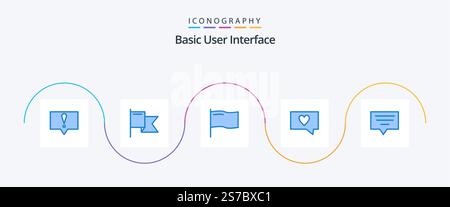 Basic Blue 5 Icon Pack Including . message. Stock Vector