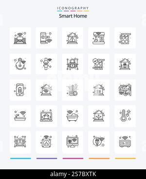 Creative Smart Home 25 OutLine icon pack  Such As kitchen. drink. alert. coffee. property Stock Vector