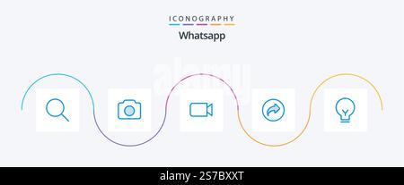 Whatsapp Blue 5 Icon Pack Including . ui. basic. basic. light Stock Vector