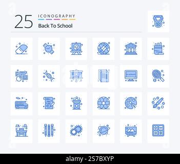 Back To School 25 Blue Color icon pack including school. bank. stationery. school. online Stock Vector