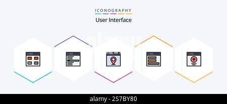 User Interface 25 FilledLine icon pack including interface. communication. search. map Stock Vector