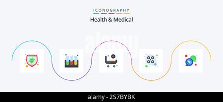 Health And Medical Flat 5 Icon Pack Including message. bubble. bed. surgical. operation Stock Vector