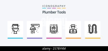 Plumber Line 5 Icon Pack Including mechanical. system. extractor. plumbing. mechanical. Creative Icons Design Stock Vector