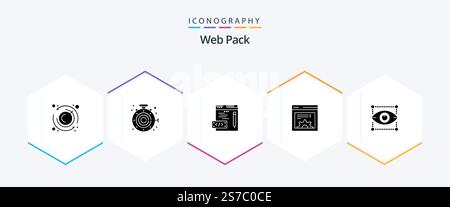 Web Pack 25 Glyph icon pack including . designing. programming. design. web Stock Vector