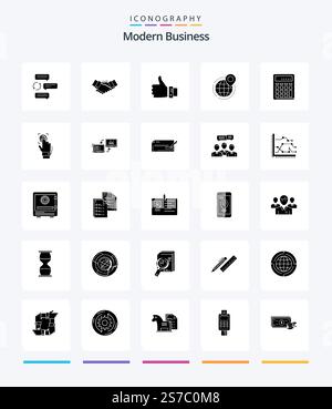 Creative Modern Business 25 Glyph Solid Black icon pack  Such As thumbs. hand. business. finger. like Stock Vector