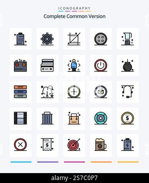 Creative Complete Common Version 25 Line FIlled icon pack  Such As shirt. clothing. ui. accessories. tool Stock Vector