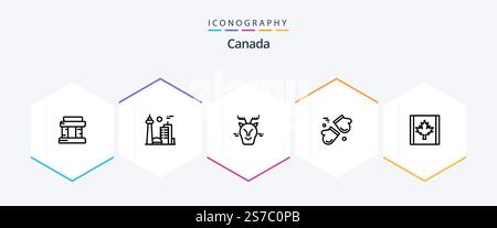 Canada 25 Line icon pack including canada. gloves. alpine. canada. alpine Stock Vector