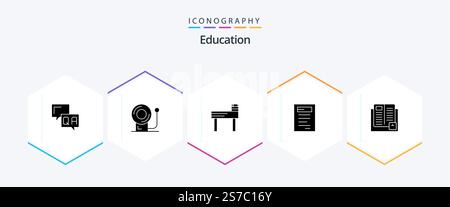 Education 25 Glyph icon pack including book. study. education. Stock Vector