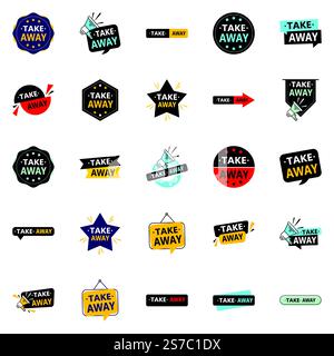 Take Away 25 Professional Vector Designs to Elevate Your Food Outlets and Restaurants Stock Vector