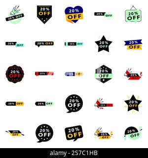 25 Eye-Catching Sale Banners: 20% Off in a Variety of Styles Stock Vector
