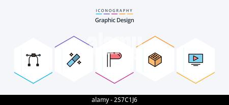Design 25 FilledLine icon pack including . play. Stock Vector
