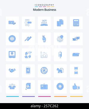 Creative Modern Business 25 Blue icon pack  Such As document. meeting. dialogue. dialog. business Stock Vector