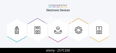 Devices 25 Line icon pack including products. devices. all time. technology. gadget Stock Vector