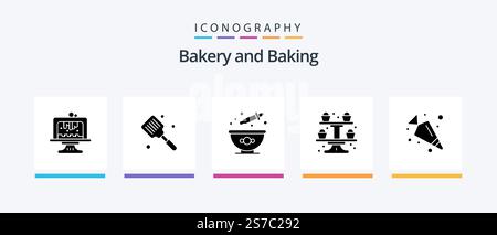 Baking Glyph 5 Icon Pack Including carrot. cupcake. spatula. cooking. dye. Creative Icons Design Stock Vector