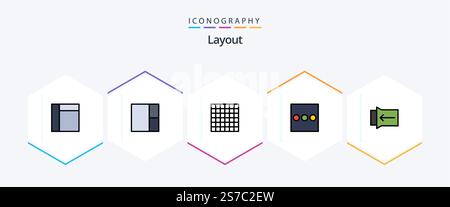Layout 25 FilledLine icon pack including . Stock Vector