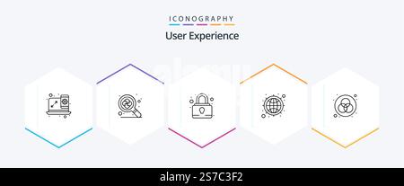 User Experience 25 Line icon pack including . color. pad lock. interface. network Stock Vector
