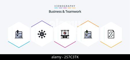 Business And Teamwork 25 FilledLine icon pack including technology. data. teamwork. business. planning Stock Vector
