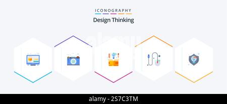Design Thinking 25 Flat icon pack including tool. hardware. thinking. computer. idea Stock Vector