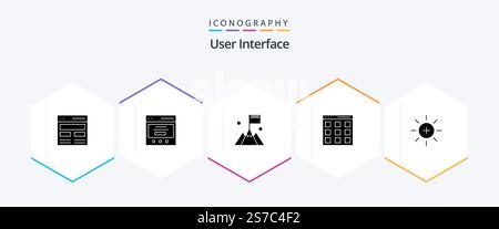 User Interface 25 Glyph icon pack including isotope. communication. user. mountain Stock Vector