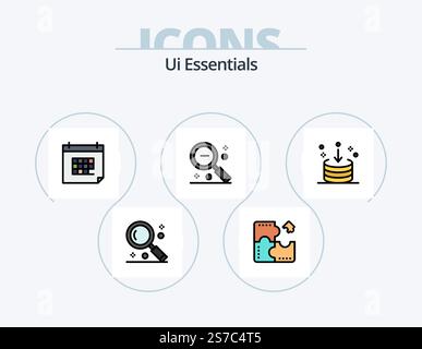 Ui Essentials Line Filled Icon Pack 5 Icon Design. reload. browser. time. usability. prototype Stock Vector