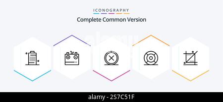 Complete Common Version 25 Line icon pack including help. basic. electricity. remove. cross Stock Vector