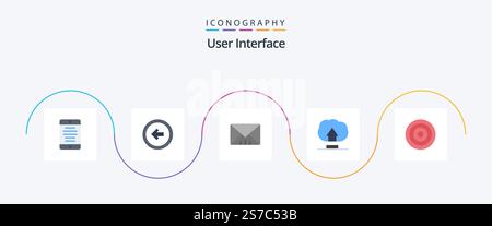 User Interface Flat 5 Icon Pack Including line. basic. left. user. interface Stock Vector