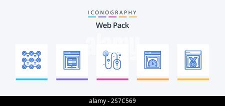 Web Pack Blue 5 Icon Pack Including web performance. web speed checking. click. web speed. dashboard. Creative Icons Design Stock Vector