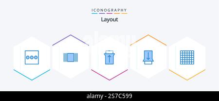 Layout 25 Blue icon pack including . grid. Stock Vector