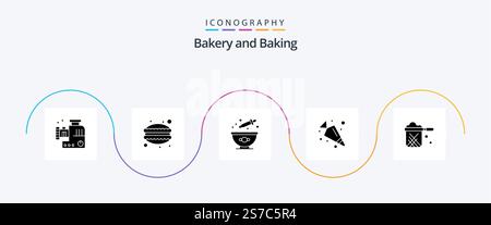 Baking Glyph 5 Icon Pack Including pot. kitchen. baking. vegetable. carrot Stock Vector