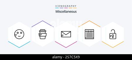 Miscellaneous 25 Line icon pack including . school. email. study. school Stock Vector