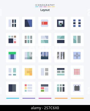 Creative Layout 25 Flat icon pack  Such As layout. image. wireframe. frame. wireframe Stock Vector