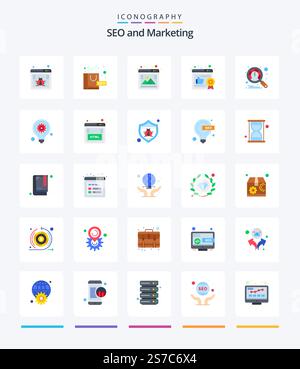 Creative Seo 25 Flat icon pack  Such As speedometer. dashboard. gallery. recommended. business Stock Vector
