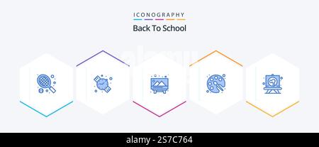 Back To School 25 Blue icon pack including board. panting. picture. drawing. drawing Stock Vector